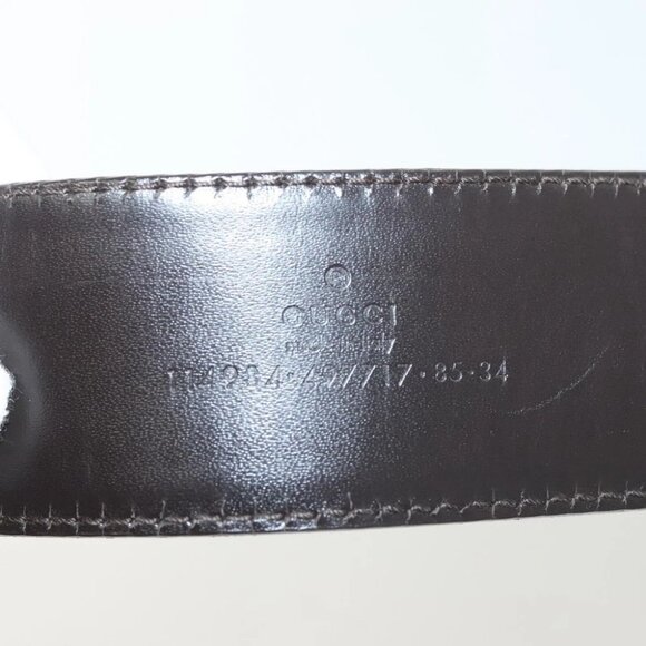 GUCCI Web Sherry Line Belt Leather 37"" Red Green 114984 Auth sw1387 - Picture 4 of 9